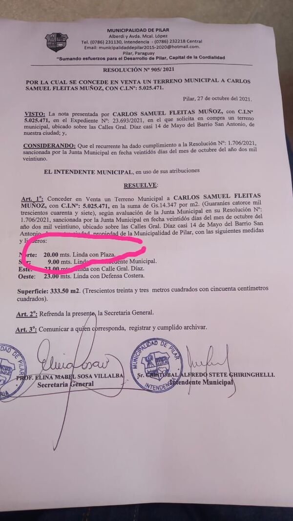 Denuncian que Municipalidad de Pilar vendió parte de una emblemática plaza - Nacionales - ABC Color