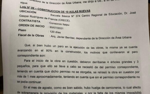 RÍDICULA JUSTIFICACIÓN PARA ENCUBRIR A EMPRESA AMIGA QUE INCUMPLE CON OBRA DEL FONACIDE