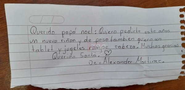 Emotivas cartas a Papá Noel de niños de Nefrología: "Quiero pedirte un nuevo riñón" - ADN Digital