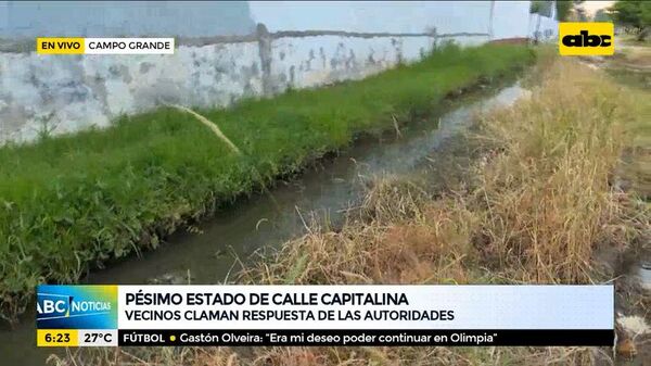 Calle con agua servida a metros del ministerio del Ambiente - Nacionales - ABC Color
