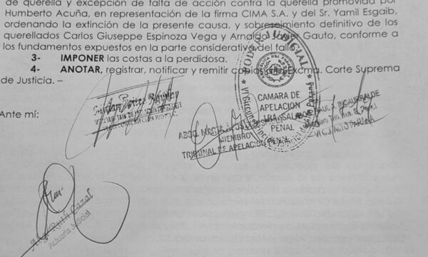 Dictan sobreseimiento definitivo de representantes de DARUMA SAM