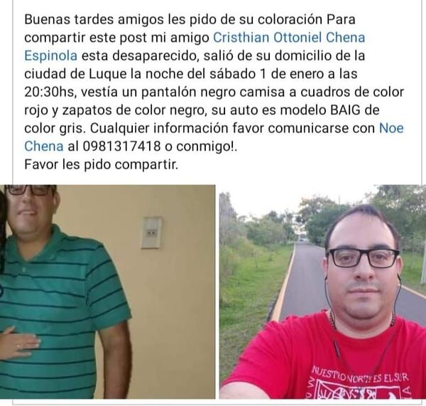 Piden ayuda para encontrar a un desaparecido en Asunción - Nacionales - ABC Color