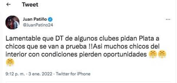 Crónica / ¡Bombazo! de Juan Patiño contra... ¡Mirá lo que escribió el “pesoca”!