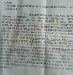 Director de la Cárcel Regional desacata orden judicial y se niega a trasladar a un recluso al hospital