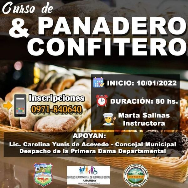 Gobernación de Amambay, promueve curso de Panadero & Confitero