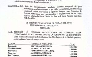 Conforman comisión para el 65° aniversario de Ciudad del Este