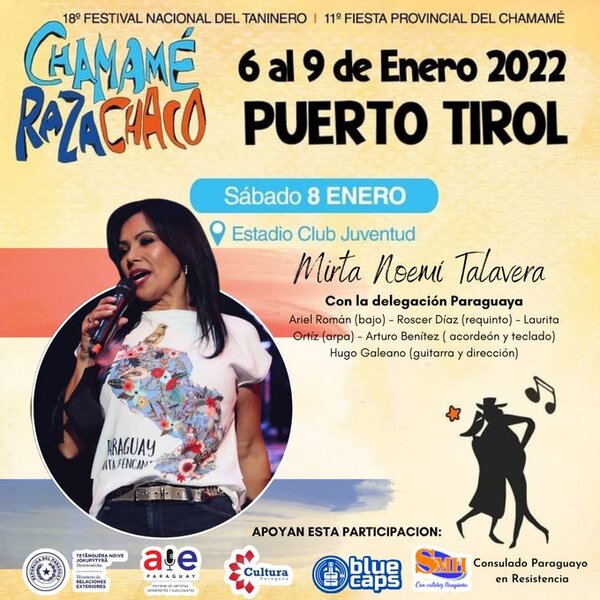 Mirta Noemí Talavera representa a Paraguay este sábado en el festival «Puerto Tirol es Chamamé» - .::Agencia IP::.