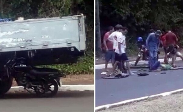 Motocicleta se incrusta debajo de un camión y conductor muere