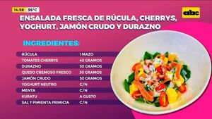 ¡A cocinar! Ensalada fresca con rúcula, cherry, yogur, jamón crudo y durazno - Ensiestados - ABC Color