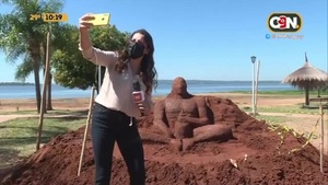 Destruyeron escultura de arena en San Bernardino - C9N