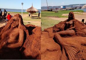 Inadaptados destruyen esculturas de arena en playa de San Bernardino