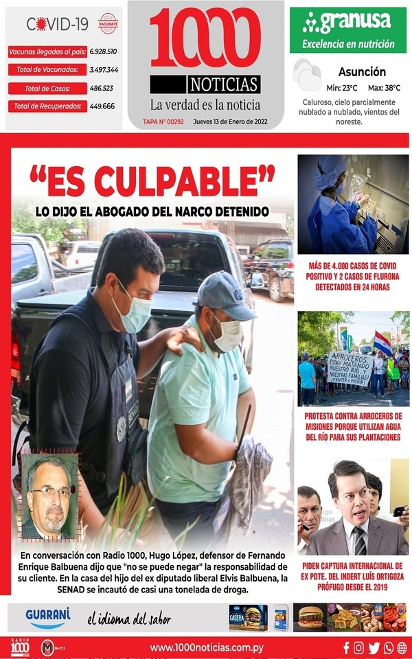 Portadas de este jueves 13 de enero de 2022