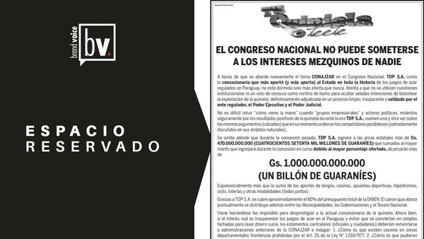 ESPACIO RESERVADO: Comunicado de TDP S.A. a la opinión pública