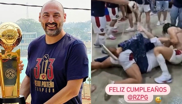 Efusivo festejo del cumpleaños de Zapag en vestuarios - Teleshow