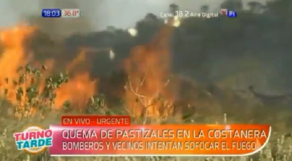 Reportan incendio de gran magnitud en zona de la Costanera de Asunción