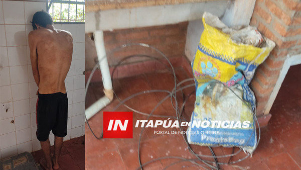 HOMBRE FUE APREHENDIDO CON VARIOS METROS DE CABLE HURTADOS. - Itapúa Noticias