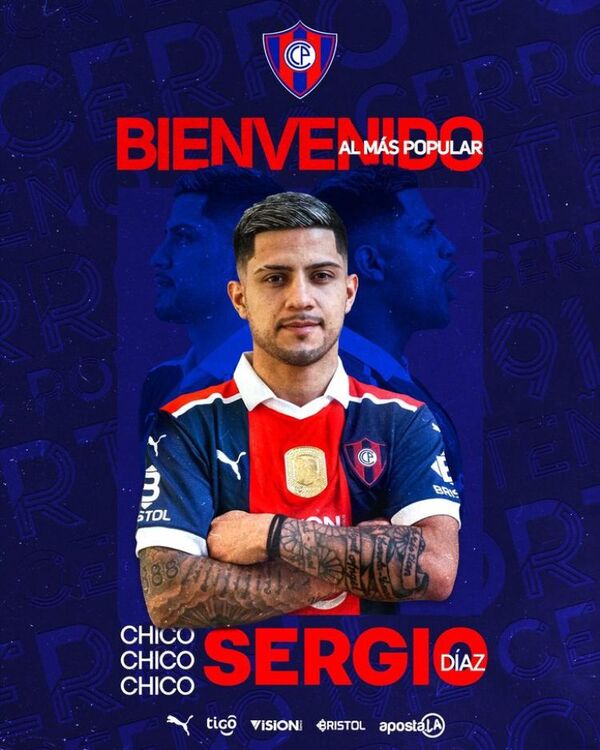 Cerro Porteño confirma a Sergio Díaz
