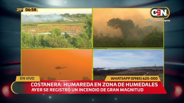 Costanera de Asunción: Humareda en zona de humedales - C9N