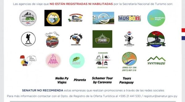 Dan a conocer las empresas de turismo no habilitadas ni registradas ante Senatur