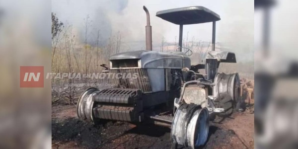 PIRAPO: TRACTOR AGRÍCOLA SE INCENDIÓ INTENTANDO SALVAR UN CULTIVO - Itapúa Noticias