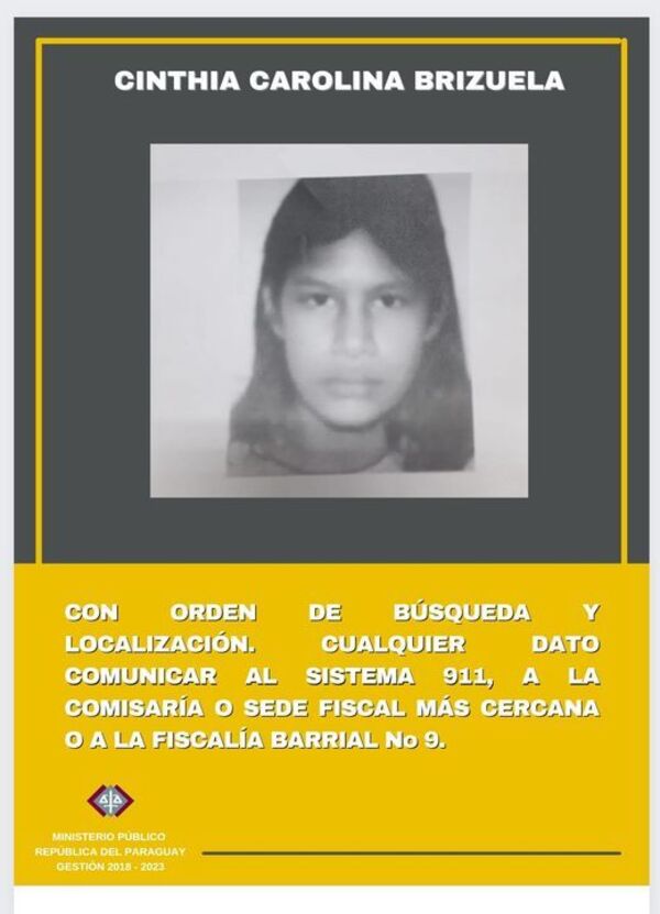 Fiscal ordenó búsqueda y localización de adolescente desaparecida