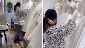 Crónica / [Video] Le comieron su plata y furiosa destrozó 32 vestidos blancos