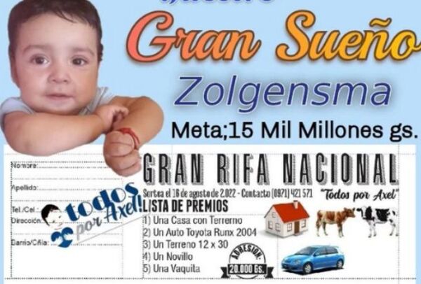 Padres del pequeño Axel sortean su casa, auto y vaca para comprar costoso medicamento