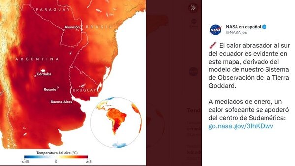 Ola de calor en Sudamérica llama atención de la NASA | Noticias Paraguay
