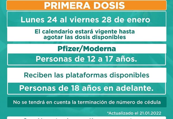 Aplicación de primera, segunda y tercera dosis continúa en todos los vacunatorios