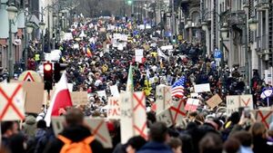 Manifestación multitudinaria en Bruselas contra el certificado de vacunación y otras restricciones