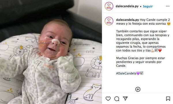 Crónica / “Hoy Cande cumple 2 meses y lo festeja con esta sonrisa”, el emotivo mensaje en redes