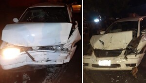 Homicida atropella barrera policial con auto robado y termina chocando