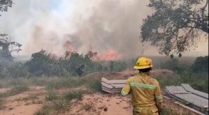 Temen que mega incendio en Ayolas afecte a hidroeléctrica Yacyretá - Nacionales - ABC Color