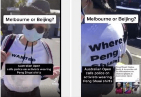 ¿Melbourne o Beijing? El abierto de Australia prohíbe camisetas de apoyo a la tenista china Peng Shuai