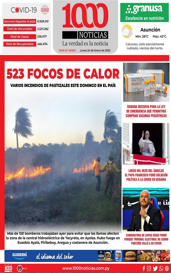 Portadas de este lunes 24 de enero de 2022