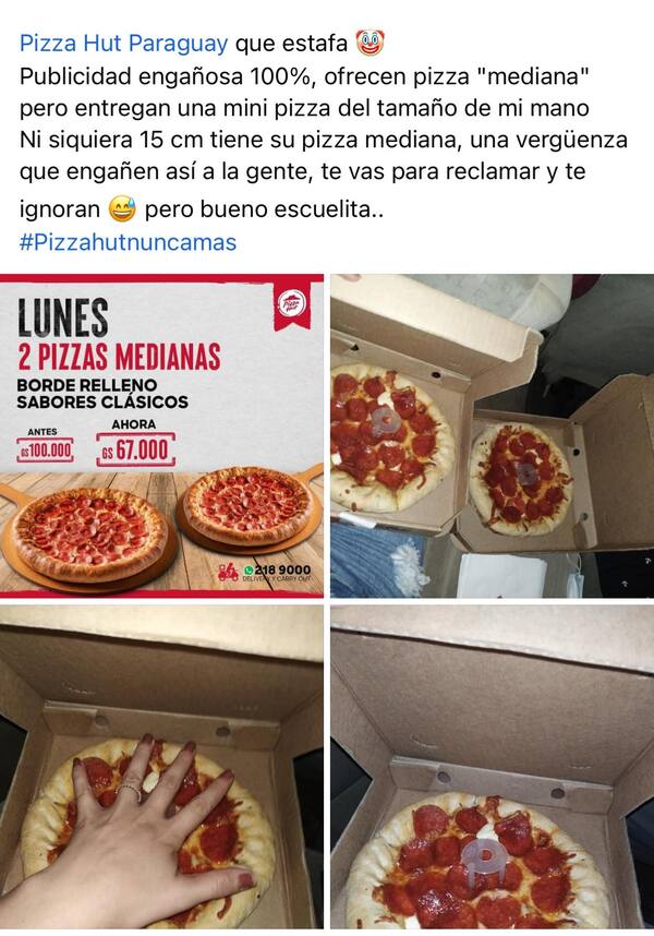 Notifican a conocida pizzería por publicidad engañosa - La Clave