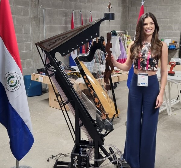 Nadia Ferreira colabora con el armado del arpa de agua en la Expo Dubái 2020 » San Lorenzo PY