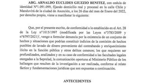 Arnaldo Giuzzio denuncia a Cartes ante la Seprelad