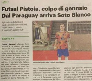 Diario italiano destaca la presencia de Samu Soto  en el Gisinti  Pistoia