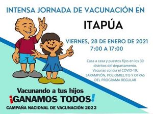Itapúa realiza hoy su «Día D» de vacunación buscando aumentar población inmunizada