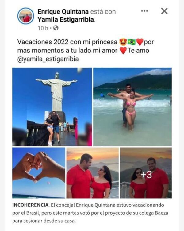 Concejales no sesionan en persona por “temor al covid”, pero fueron a vacacionar al Brasil - Nacionales - ABC Color