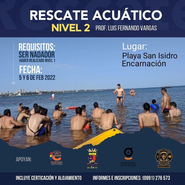 Rescate acuático nivel 2 en la Playa San Isidro de Encarnación