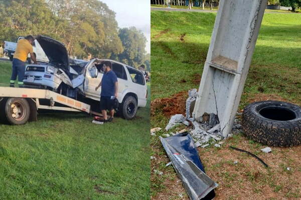 Conductor derriba una columna y deja a varios barrios sin electricidad en Coronel Oviedo - Noticiero Paraguay