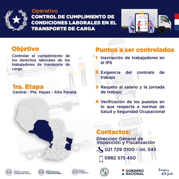 Controlarán condiciones laborales en el transporte de carga en tres departamentos - ADN Digital
