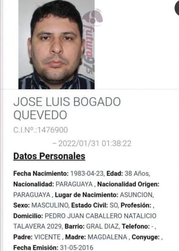 José Luis Bogado seria el objetivo principal tiene 34 procesos en el Brasil y orden de captura desde el 2018