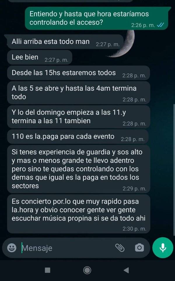 Crónica / Denuncian en redes que ofrecían 110 mil'i a personas para hacer de "seguridá" en el concierto