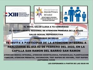 Móvil salud de la XIII Región Sanitaria se traslada a la fracción San Ramón