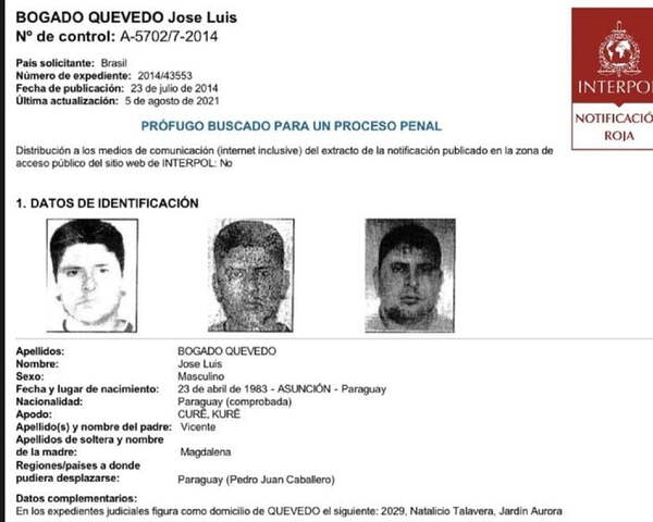 Dos policías cambiaron 27 veces los datos de presunto narco Bogado Quevedo - Noticiero Paraguay