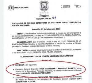 Nombran al comisario Ever Sebastián Caballero Duarte como nuevo director de la Policía Nacional en Amambay