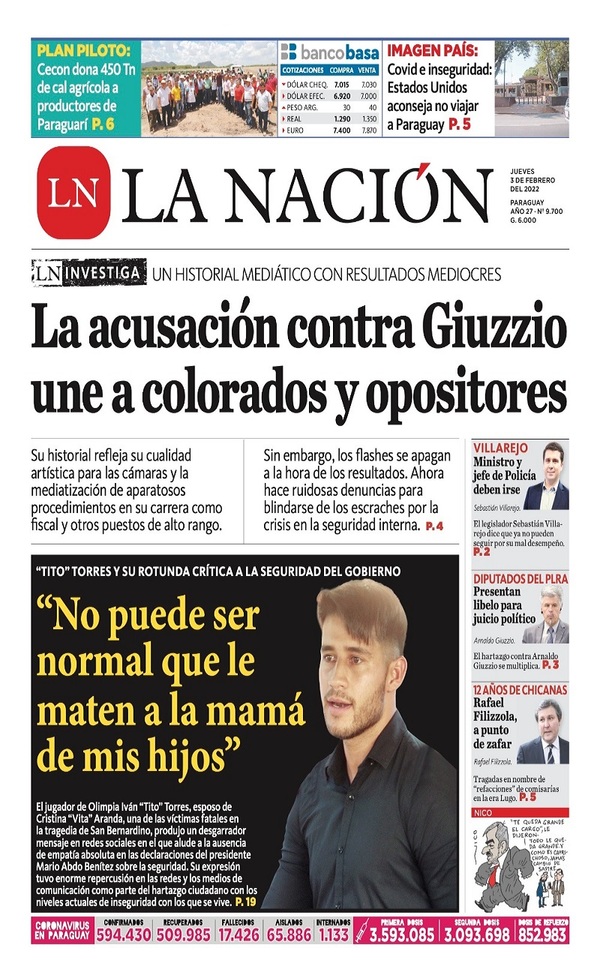 Portadas de este jueves 3 de febrero de 2022